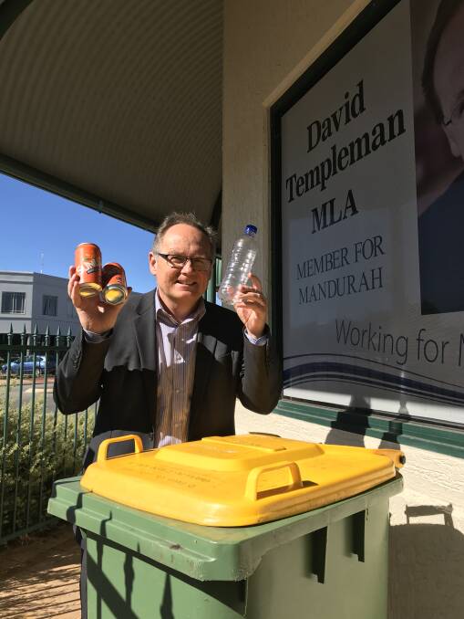 Mandurah MP David Templeman has encouraged Mandurah residents to take part in Containers for Change. Photo: Supplied.