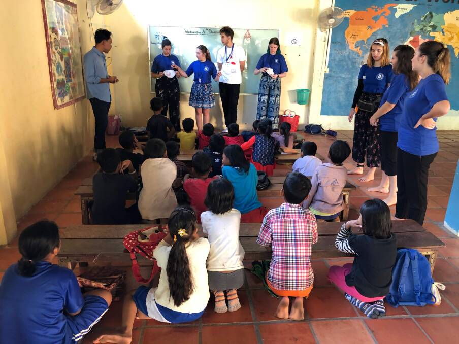John Tonkin College students taught English classes at Honour Village in Cambodia. Photo: Supplied.