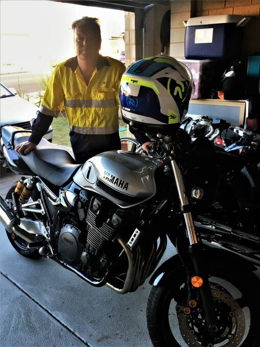 Jim Hill was hit in the chest by a flying wheelie bin that was unrestrained in a ute tray, while travelling 100km/h on his motorbike. Photo: Supplied.