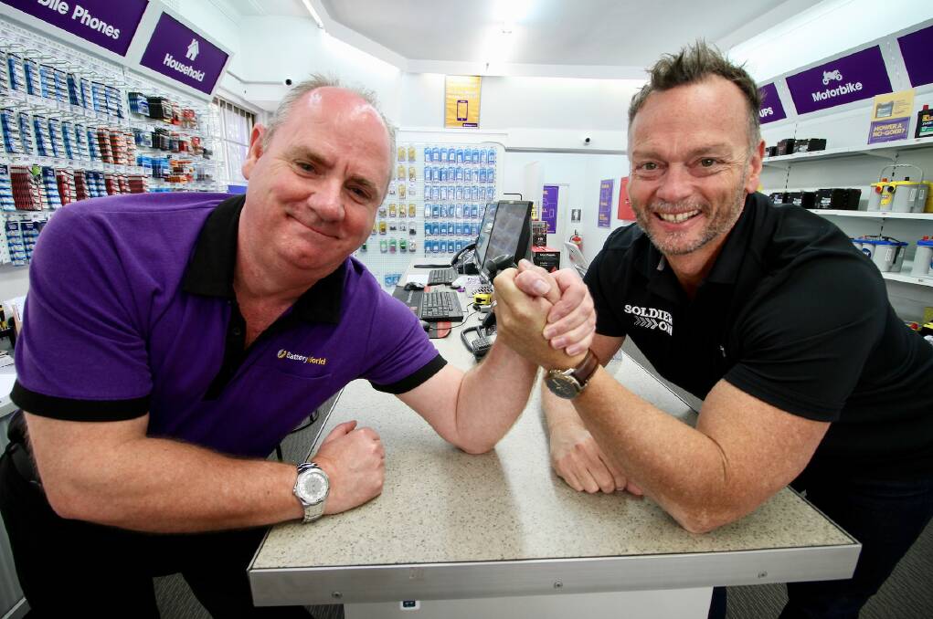Battery World's across the country will raise funds for Soldier On and set a world record with their arm wrestling fundraising event on November 9. Photo: Supplied.