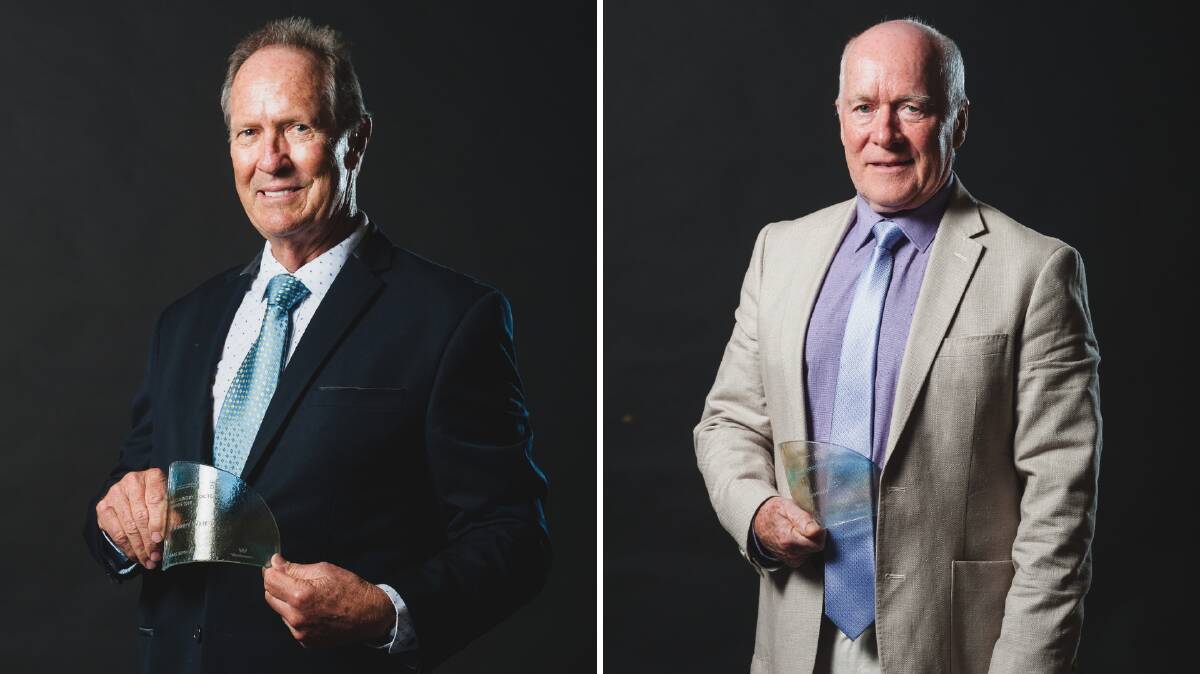Mandurah health professionals Dr Hugh Connolly and Dr Robert Watt were recognised at the WA Country Doctors awards for their 40 years each of service to the Peel region. Photos: Supplied.