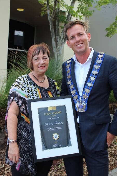Award winner: Peel Chamber of Commerce and Industry president Donna Cocking and Mandurah mayor Rhys Williams. Photo: Supplied.