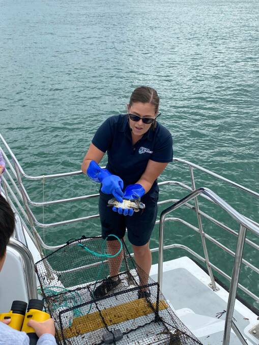 Our tour guide Tegan taught us all about fishing for Blue Swimmer crabs and western rock lobsters. Photo: Kaylee Meerton.