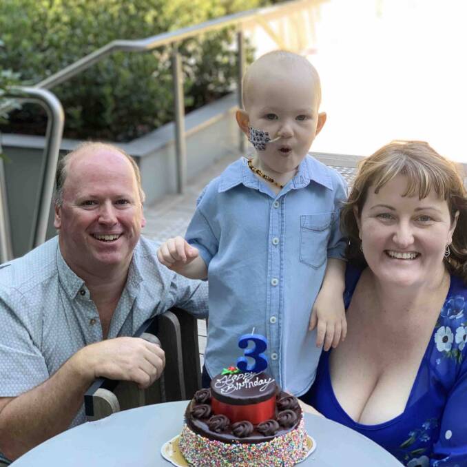 Les and Nicky helped Jamie celebrate his 3rd birthday in hospital this year. Photo: Supplied.