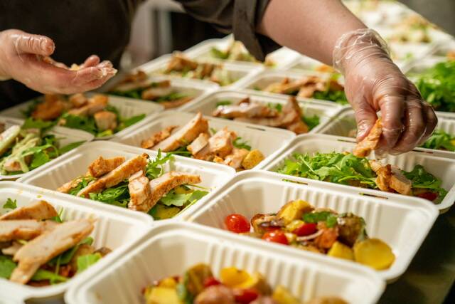 The gourmet lunches provided to staff at Peel Health Campus last week. Photo: Supplied.