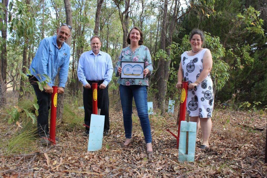 Shire president Michelle Rich with Landcare Serpentine Jarrahdale executive officer, Francis Smit, Infrastructure Services director Steve Harding and Environmental and Biodiversity officer Dr Penny Hollick. Photo: Supplied.