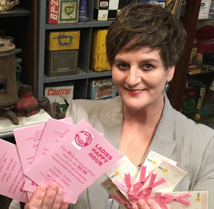 Peel Tyre Service’s Robyn Cook has raised funds for the Cancer Council’s Pink Ribbon initiative with her Ladies Happy Hour event for more than a decade. Photo: Supplied.