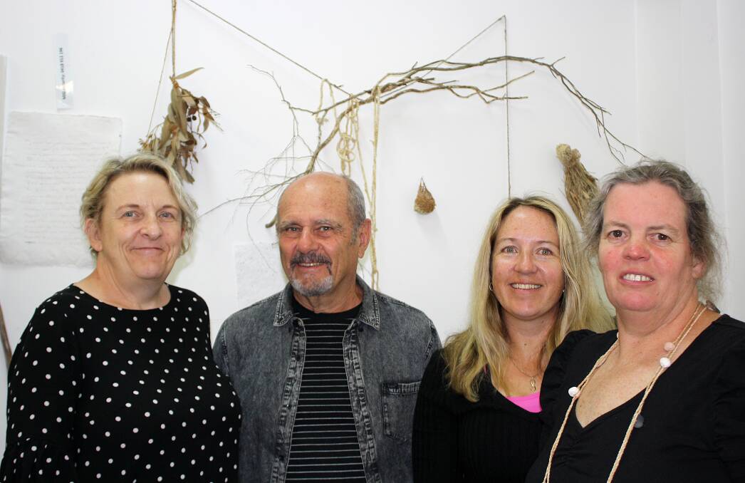 2019 Studio Residency artists Sarah Robertson (far left) and Annette Nykiel (far right) welcome 2020 artists in residence Trev Blyth and Amy Henderson (middle).