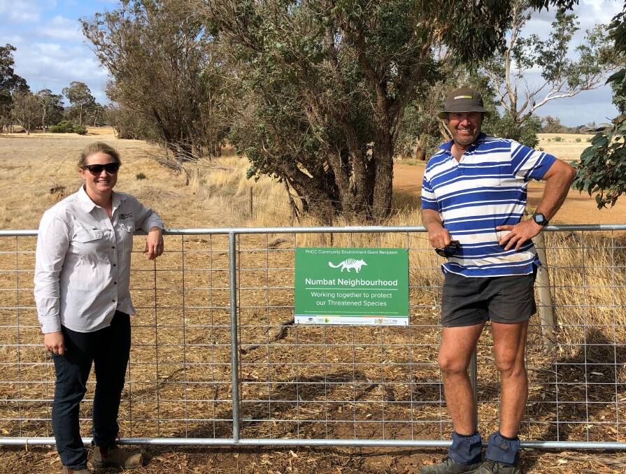 Wandering land manager Geoff Hillman received funding to fence off 14 Mile Brook (an important linkage to Dryandra Woodlands), pictured with PHCC's Melanie Durack. Photo: Supplied.