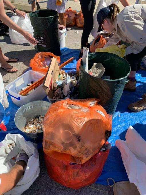  Just some of the rubbish collected at the recent Town Beach clean-up. Photo: Facebook/Coastal Waste Warriors.