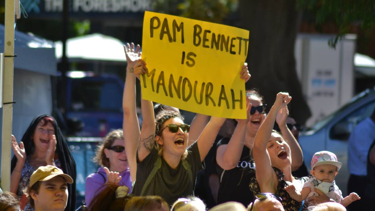 Pam Bennett's support crew showed her plenty of love as she took out the Community Citizen of the Year award at the City of Mandurah's 2019 Australia Day festivities. Photo: Kaylee Meerton. 