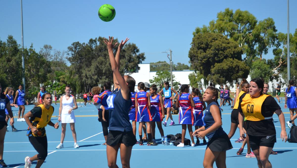 Hundreds hit the courts at the Mandurah Netball Association for last year's Netball WA Aboriginal Youth Gala Day. Photo: Justin Rake.