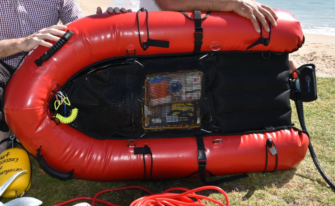 The raft comes decked out with all the essential first-aid equipment. Photo: Justin Rake.  