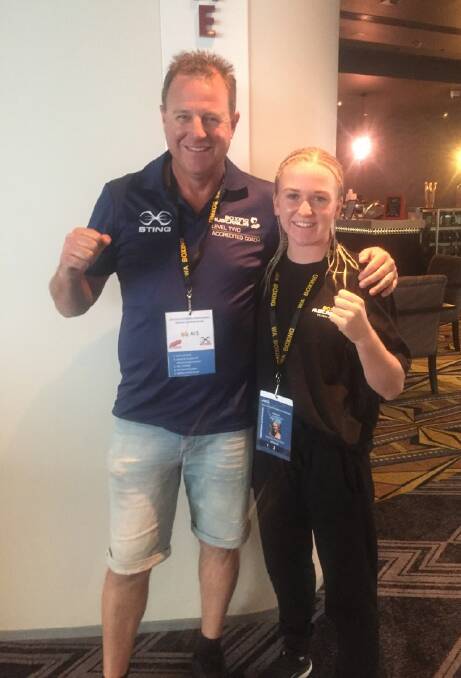 Sophie Ingledew celebrates her national championship win with coach Jason Moore. Photo: Supplied.    