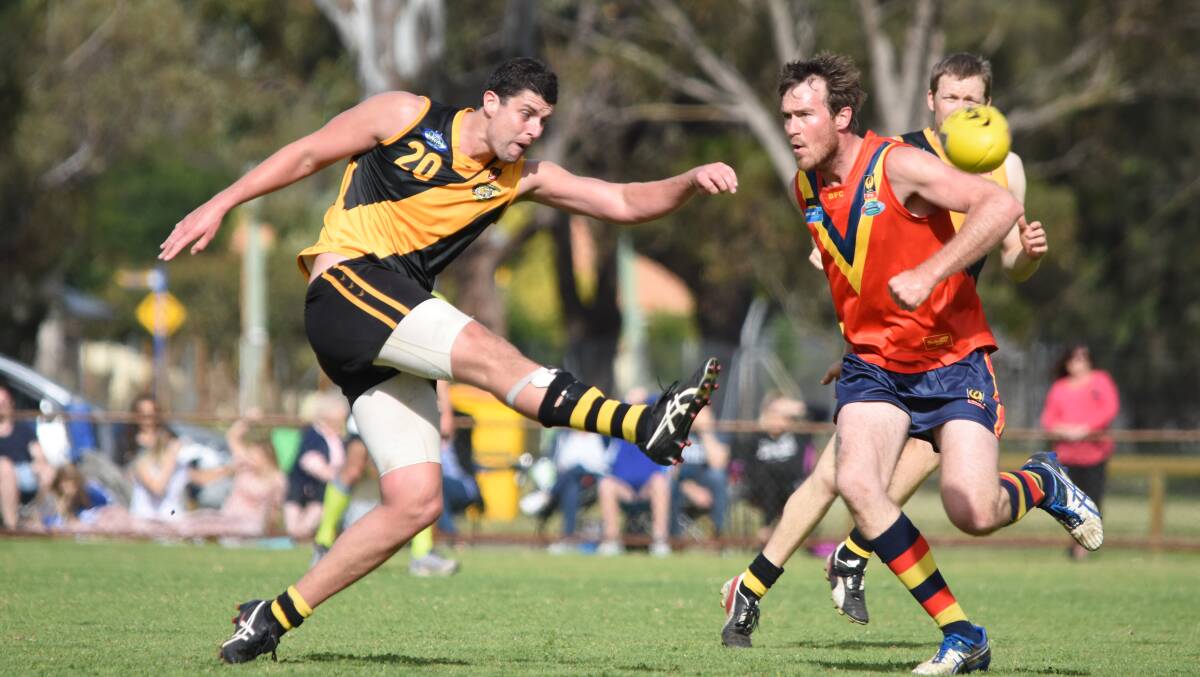 Jacob Williams was strong in the ruck for Pinjarra. Photo: Justin Rake.