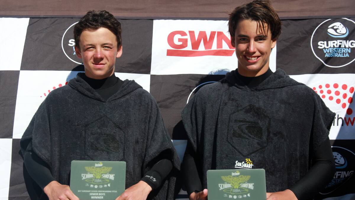 Henry Gibson and Matt Hanks took out a win in their bodyboard event. Photo: SurfingWA/Majeks.
