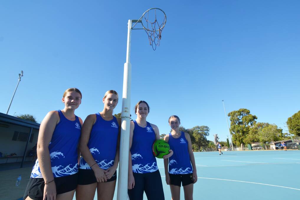 Jess Nash, Kameron Bazzo, Kelsey Fitzpatrick and Holly Britton will all suit up for the Mandurah Waves in the inaugural Metro League competition. Photo: Justin Rake.   