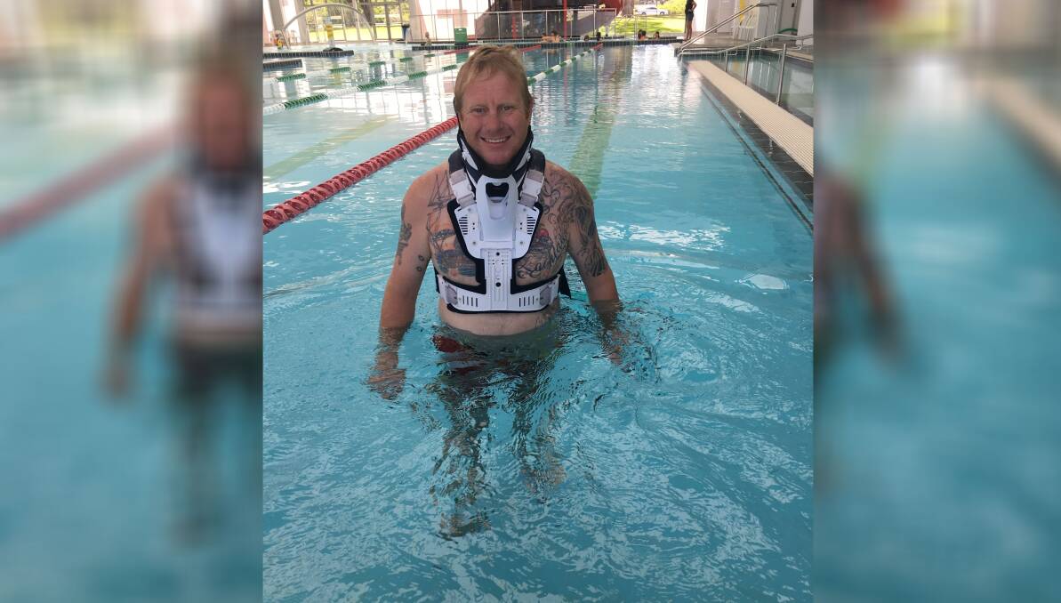 Branson spent plenty of his time in the pool during recovery. Photo: Supplied.