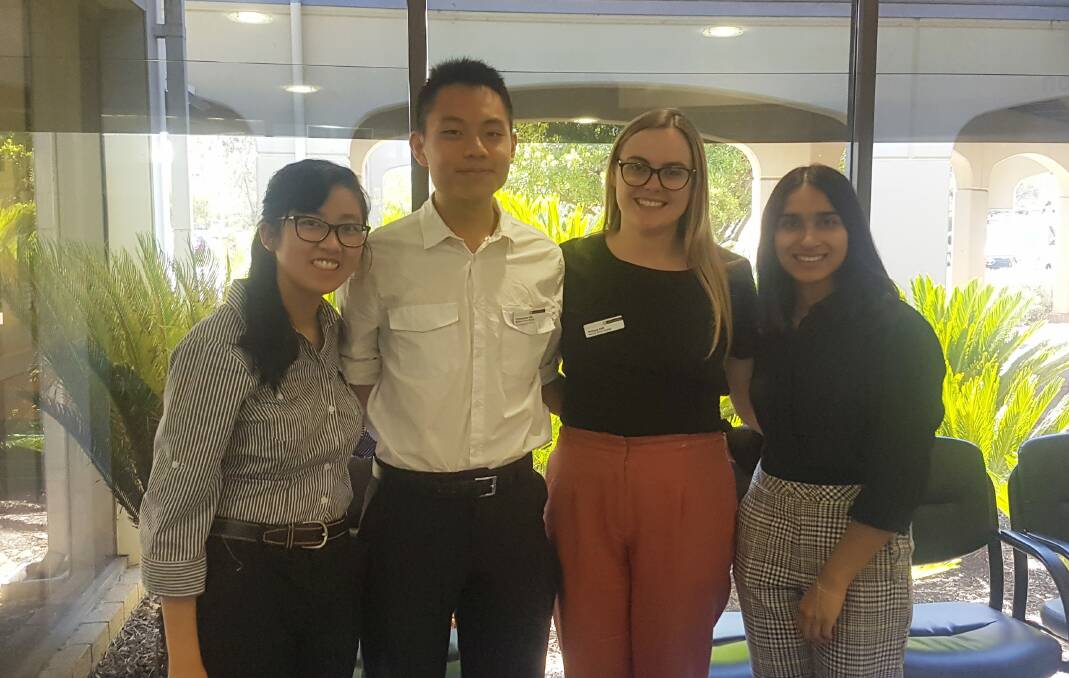 ON BOARD: Nicole Tan, Christopher Chi, Philippa Hall, Neha Paranjape will carry out the fourth year of their medical studies in the Peel region. Photo: Supplied. 