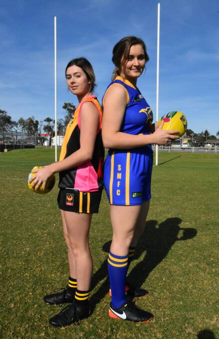 Pinjarra's Courtney Fabry and South Mandurah's Caitlyn Rintoul will square off against each other in the first ever round of the PFNL Women's competition this weekend. Photo: Justin Rake.   
