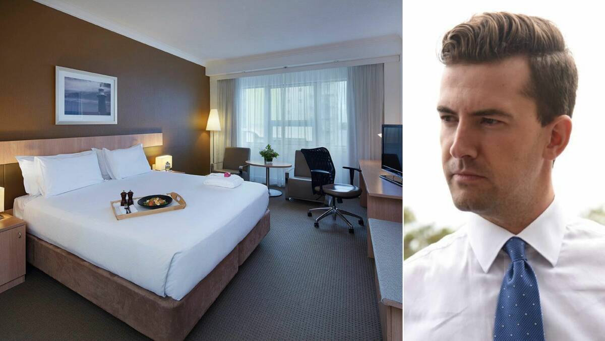 Dawesville MP Zak Kirkup is calling on the state government to fit the quarantine bill for two Halls Head residents after a security guard breached their hotel isolation. Photos: Facebook/File image.