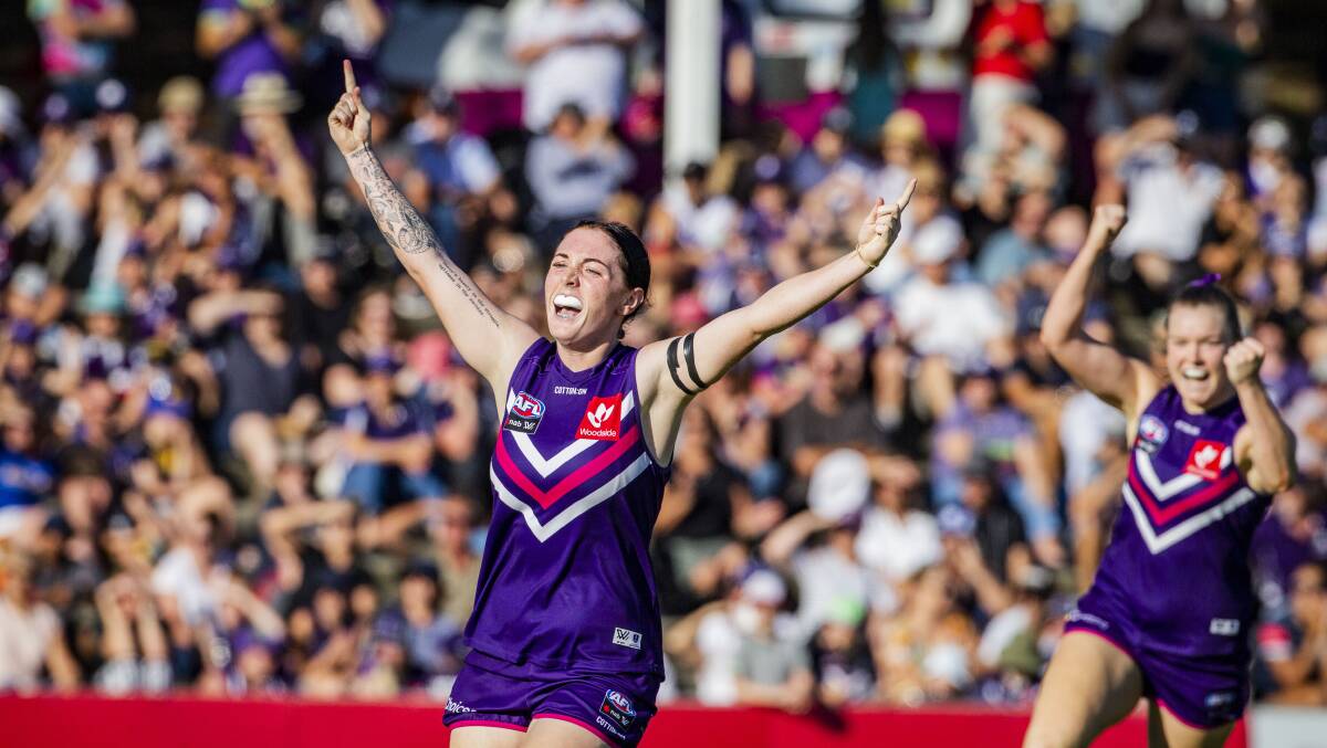 Sabreena Duffy is eyeing big things in her second year with Fremantle. Photo: AAP/Tony McDonough. 