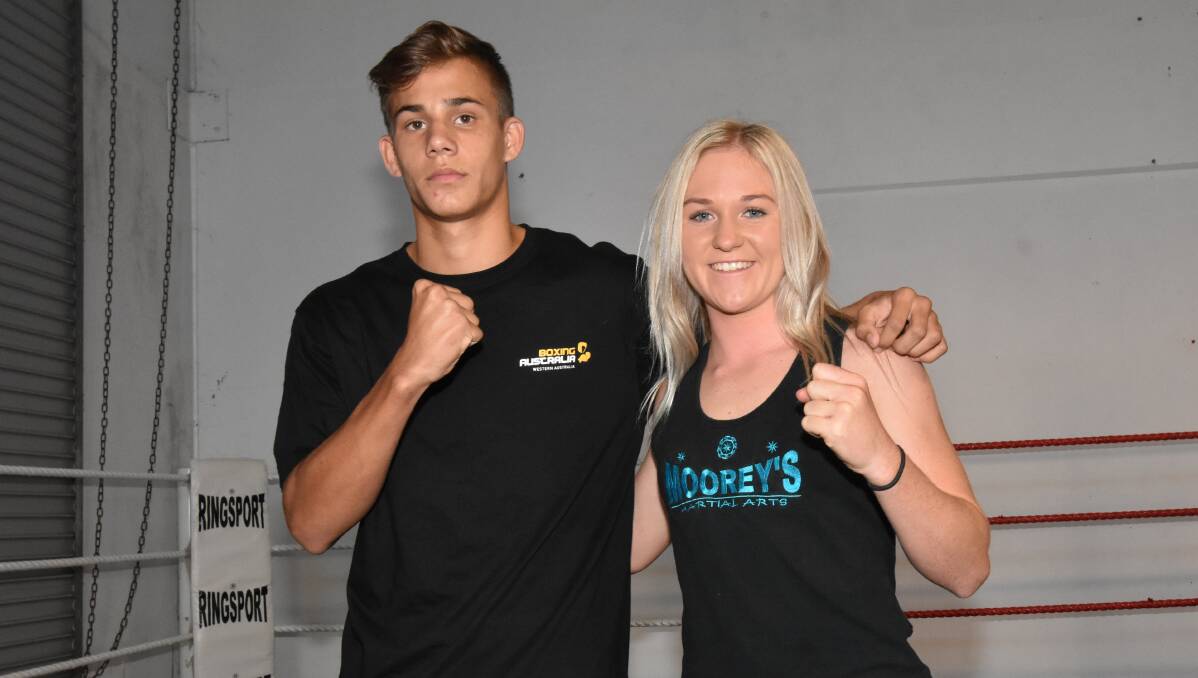 Devan Ninyette and Sophie Ingledew impressed at the under 19 Australian Youth Boxing Championships. Photo: Justin Rake.        