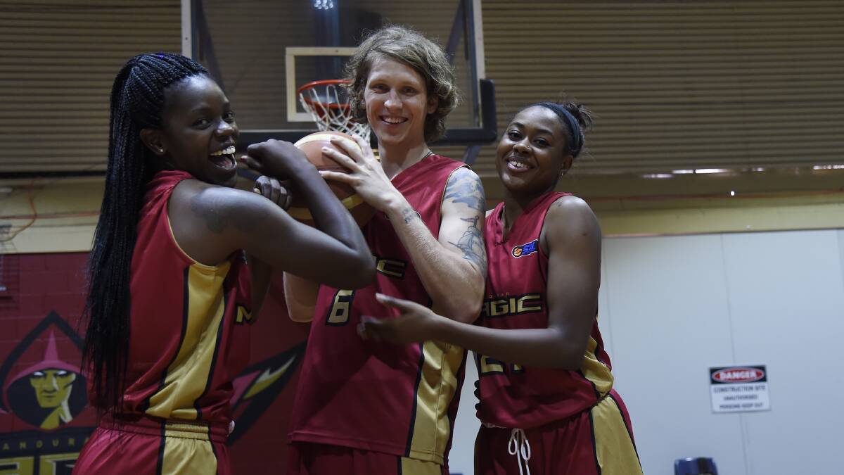 Annette Davis, Trevor Setty and Adijat Adams all arrived in Australia ready to play for the Magic. Photo: Richard Polden.  