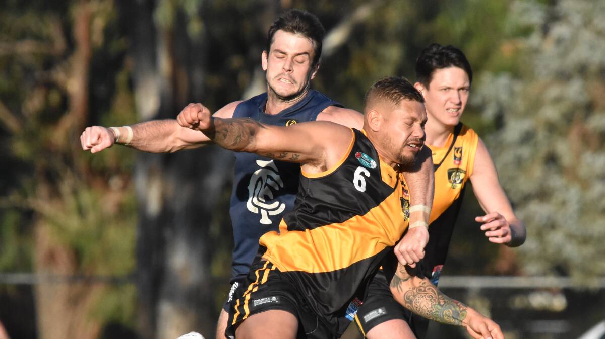 It was a physical and fiery clash last time Pinjarra hosted Centrals. Photo: Justin Rake.