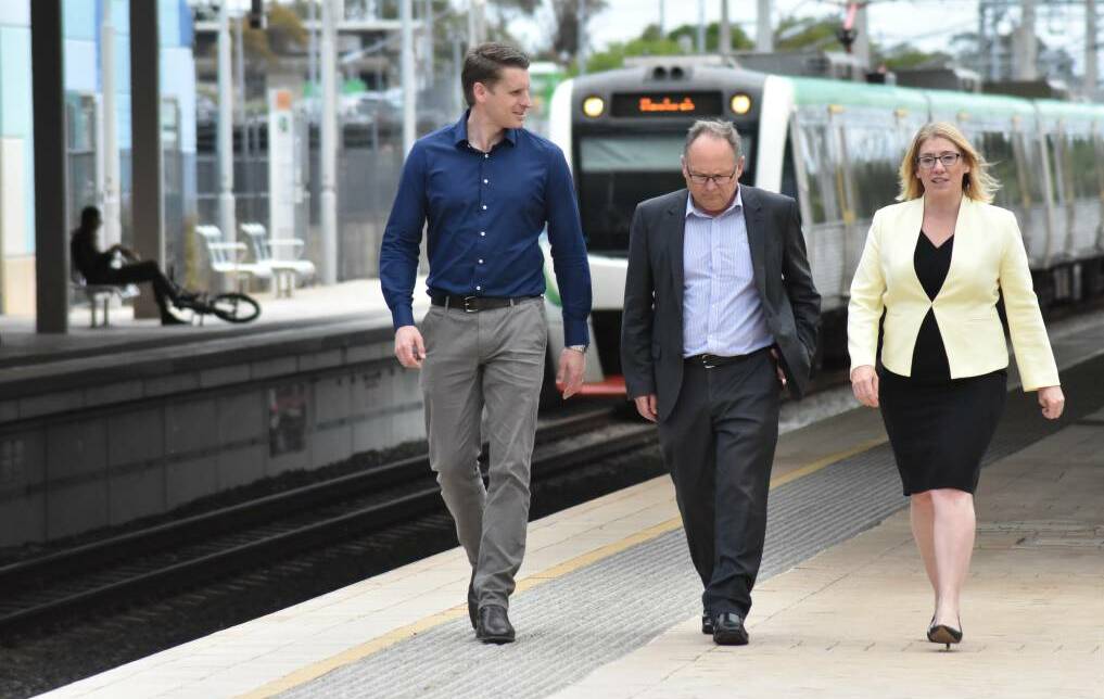 Canning MP Andrew Hastie, Mandurah MP David Templeman and Transport minister Rita Saffioti. Photo: File image. 