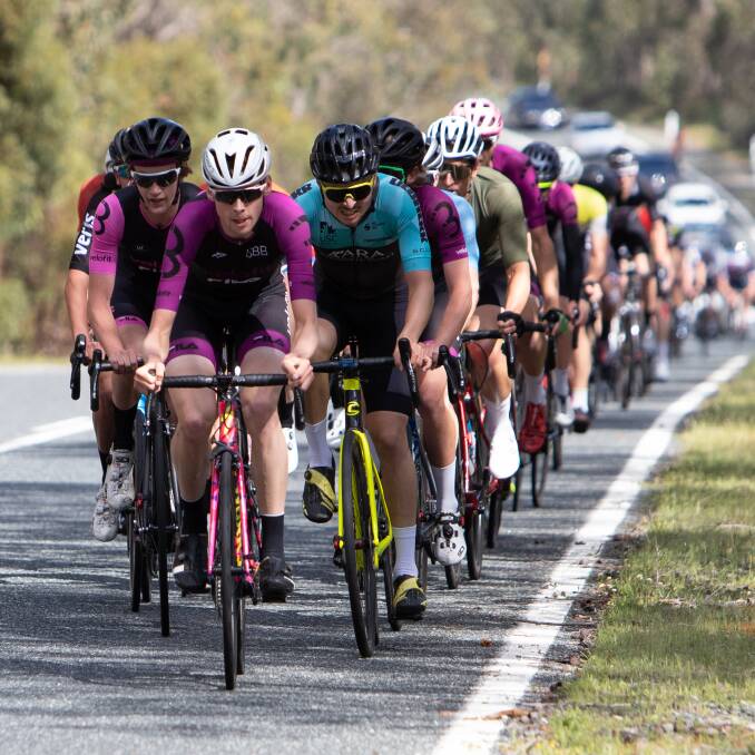 OUT IN FRONT: Oli Stenning leads the way as he motors towards a win in the A-grade men's division of the Peel Classic over the weekend. Photo: Nick Cowie.
