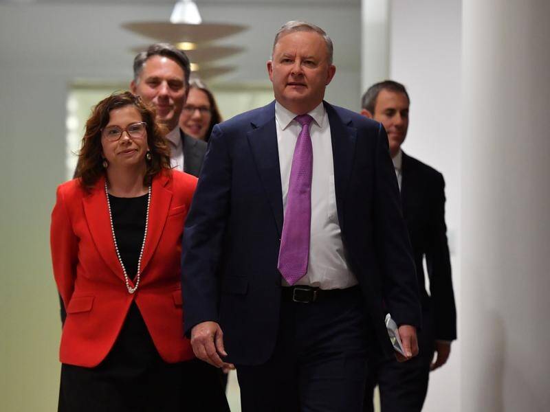 Leader of the Opposition Anthony Albanese arrives to make his Budget reply speech in parliament.