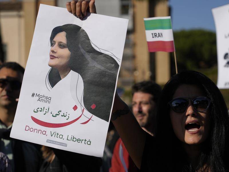 The death of Mahsa Amini in Iranian police custody last month sparked protests around the world. (AP PHOTO)