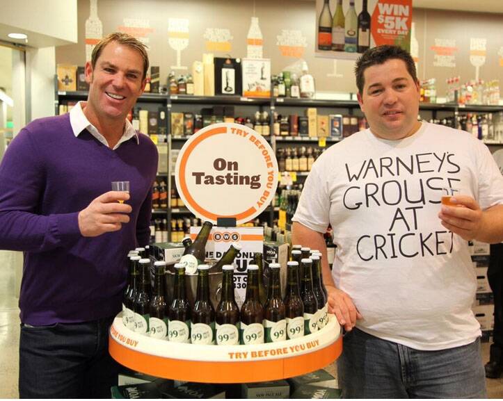Michael Earl meets cricket legend Shane Warne in Melbourne. Picture: Supplied