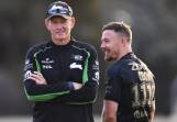 Former Souths coach Wayne Bennett (l) will hold talks with the Rabbitohs about a return in 2025. (Lukas Coch/AAP PHOTOS)