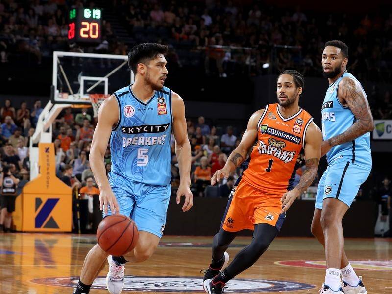 Melo Trimble (right) was in fine form in Cairns' win against NZ Breakers.