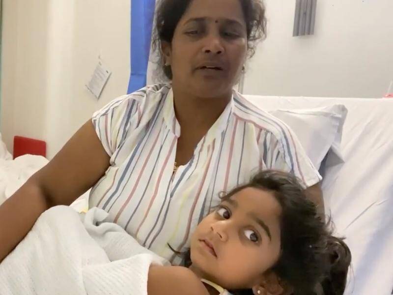Three-year-old Tharnicaa remains in a Perth hospital after being evacuated from Christmas Island.