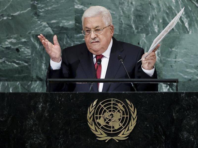 Palestinian President Mahmoud Abbas has told the United Nations that Israel must return to talks. (AP PHOTO)