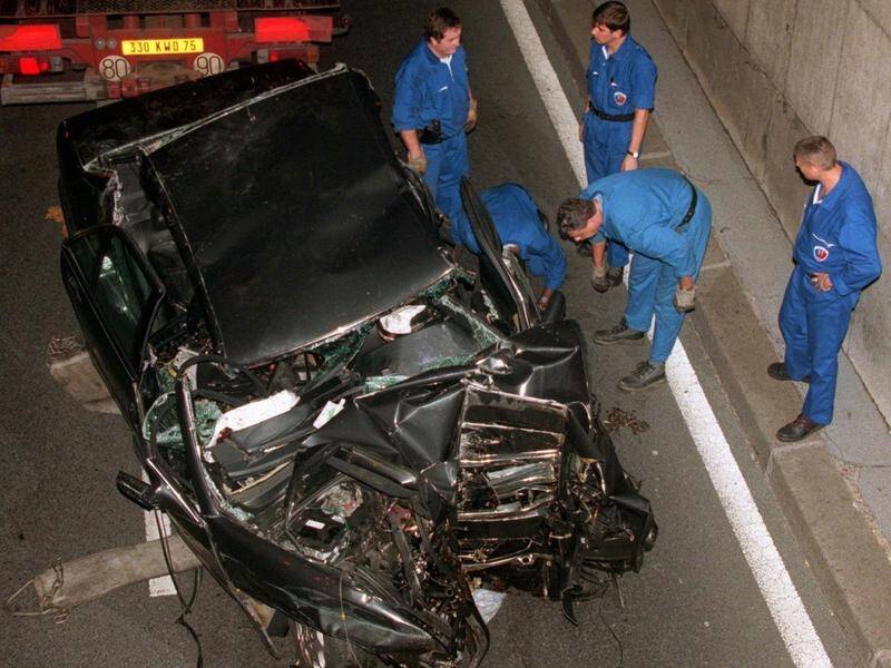 The car in which Princess Diana was fatally injured when it crashed in a Paris underpass in 1997. (AP PHOTO)