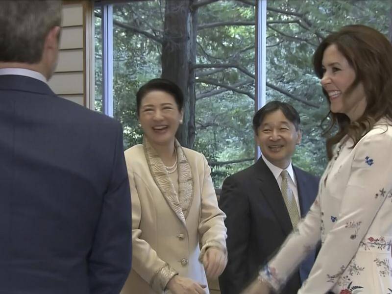 Emperor Naruhito and Empress Masako welcomed Prince Frederik and Princess Mary at the tea party.