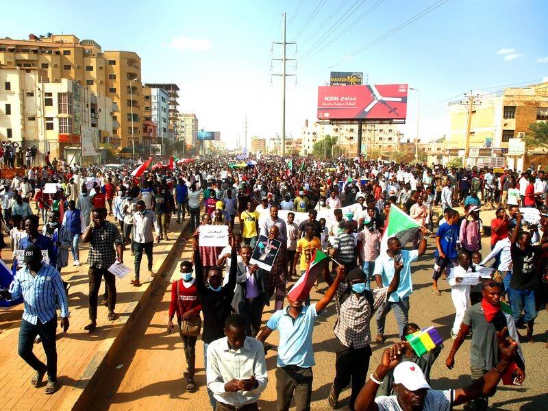 People have marched in Sudan in support of a civilian government and against the military.