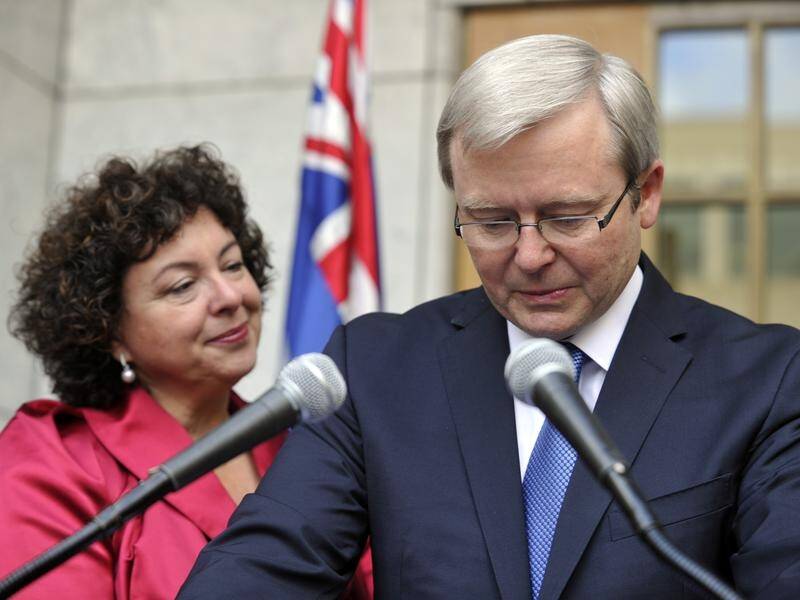 Kevin Rudd, with his wife Therese Rein, after losing the prime ministership the first time in 2010.