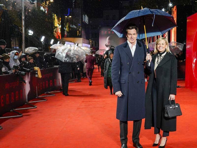 Toto Wolff, left, and his wife Susie at the premiere of the film Ferrari earlier this month. (AP PHOTO)