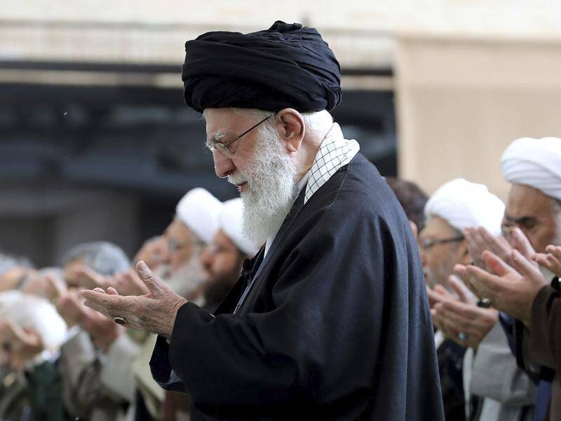 Ayatollah Ali Khamenei warned Israel during a speech marking the end of Ramadan. (AP PHOTO)