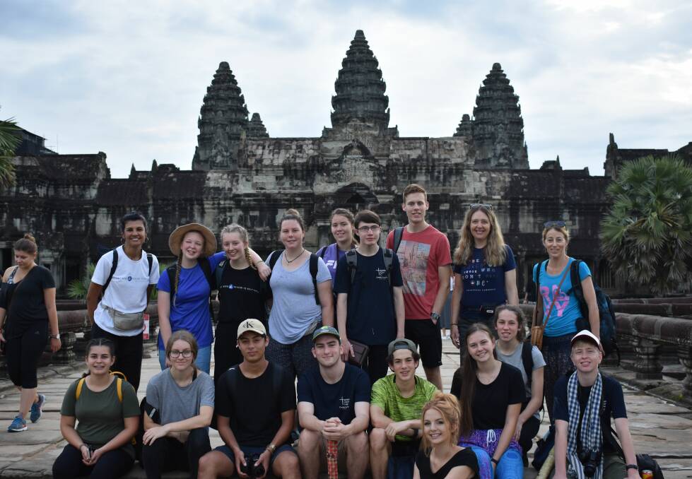 ENLIGHTENED: Foundation Christian College students and teachers enjoyed a visit to Angkor Wat -a famous historical temple - during their recent Cambodia Mission Trip. Photo: Supplied 