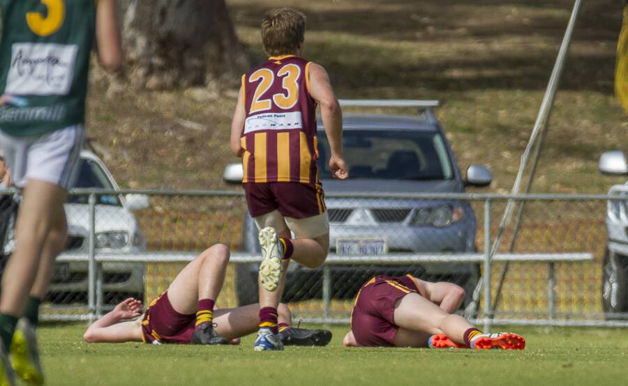Harvey-Brunswick-Leschenault suffered several injuries in the first half of the colts grand final. Photo: Ashley Pearce.