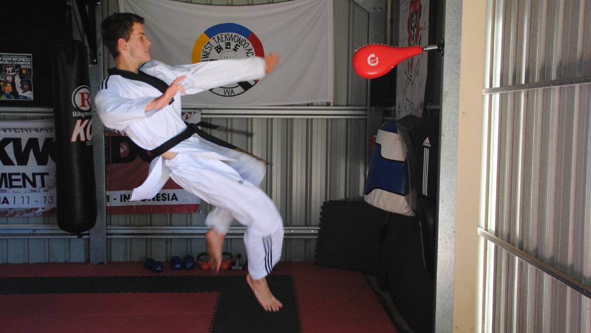 Donnybrook’s Ben Harvey, a rising star in the Taekwondo world, will represent Australia in in China next year. Photo: Donnybrook-Bridgetown Mail.