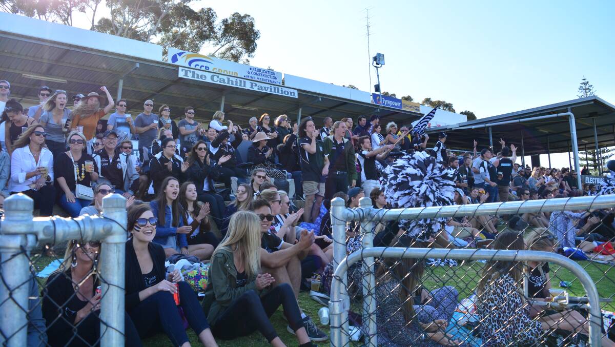 Busselton fans cheer on their team in the SWFL league grand final. Photo: Jemillah Bickerton.