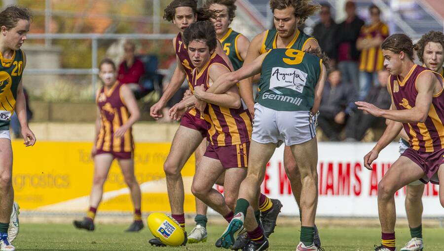Harvey-Brunswick-Leschenault take on Augusta-Margaret River in the SWFL colts grand final. Photo: Ashley Pearce.