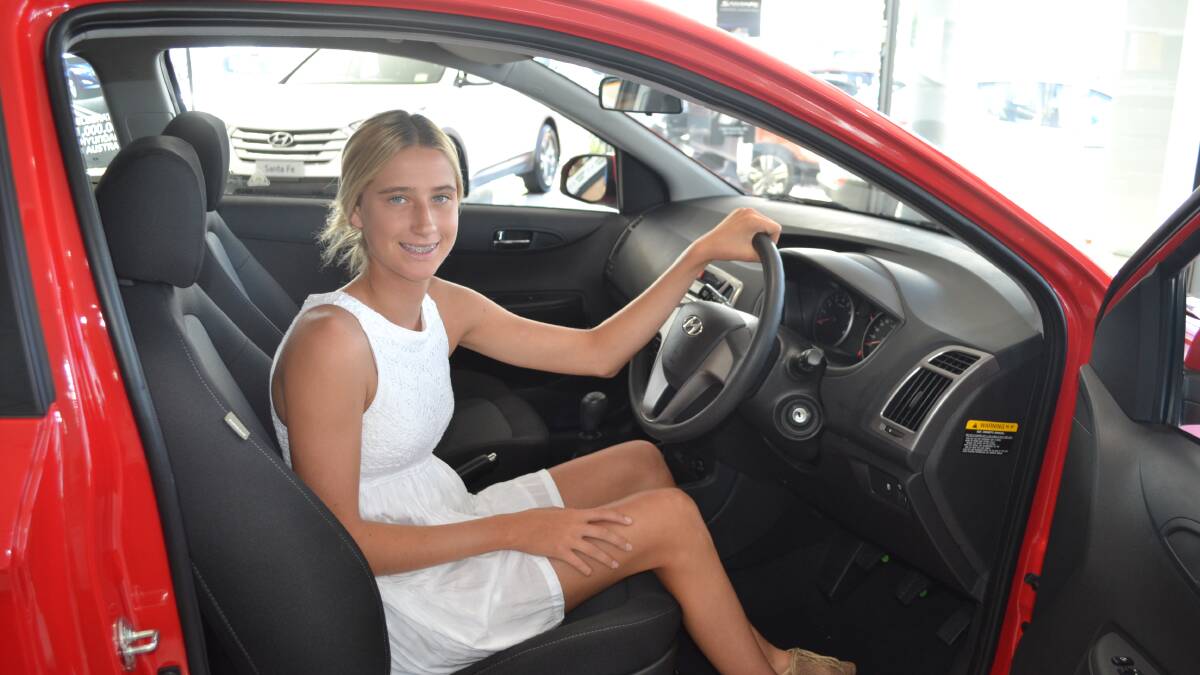Ready to drive: Duck Race winner, Lili Hanley picked up her Hyundai i20 on Wednesday.